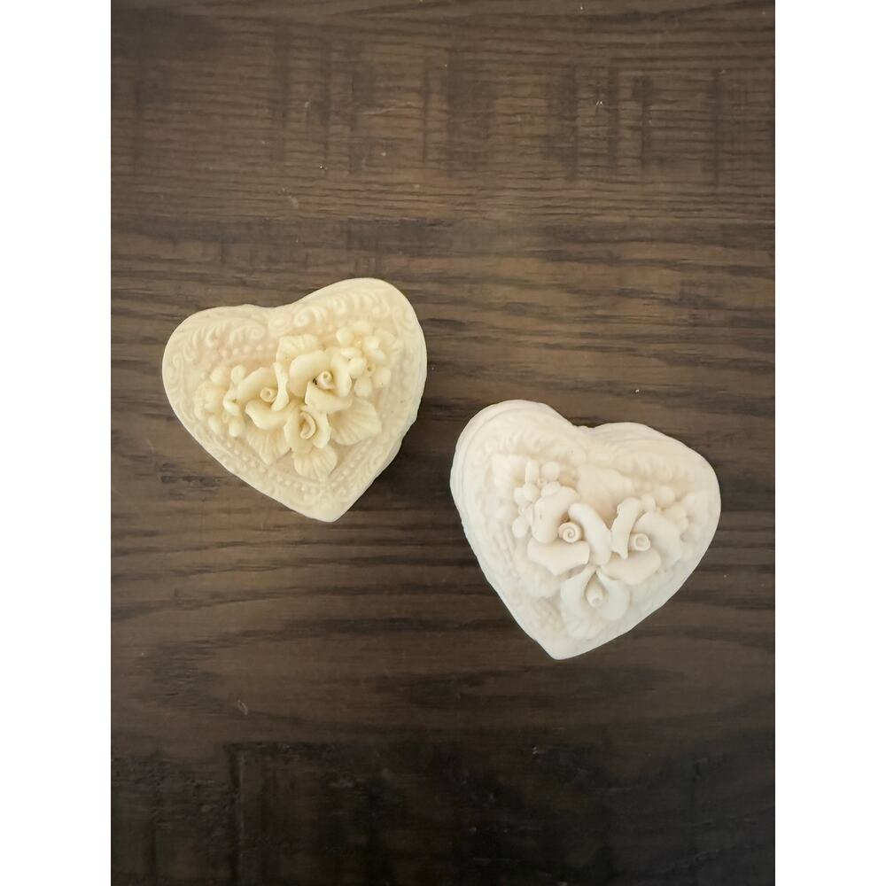 Vintage Porcelain Ceramic Floral Jewelry/Trinket Boxes – Set of 2